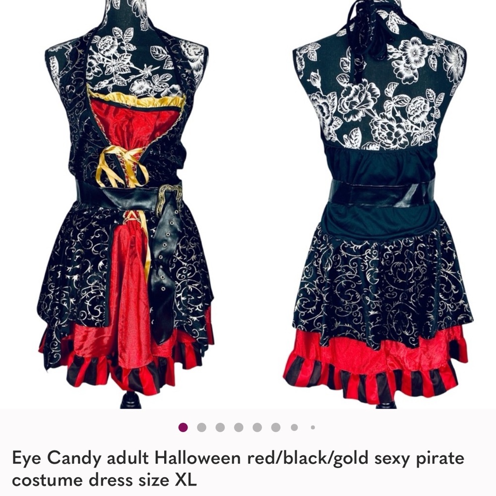 Eye Candy adult Halloween red/black/gold sexy pirate costume dress size XL